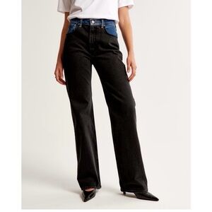 Abercrombie & Fitch 90’s Relaxed Jean High Rise Blue Black 34 / 18 Cowgirl  NWT